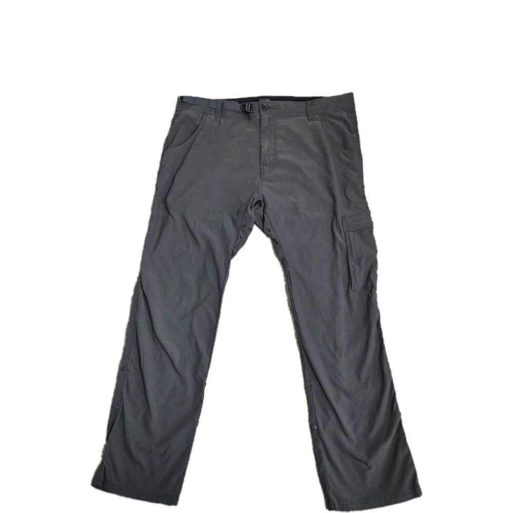 Prana Pants Men 38x30 Gray Slim Fit Stretch Zion Hiking 5 Pocket Stretch Belted